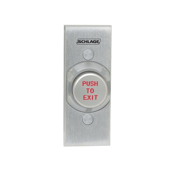 1-1/4-in Button, Single Gang, Aluminum Button Engraved -inPUSH TO EXIT-in, Narrow Stile